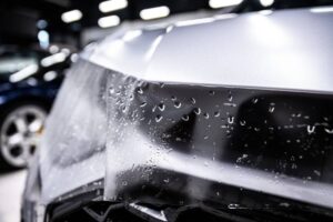 Before and after self-healing PPF effect on car paint under sunlight